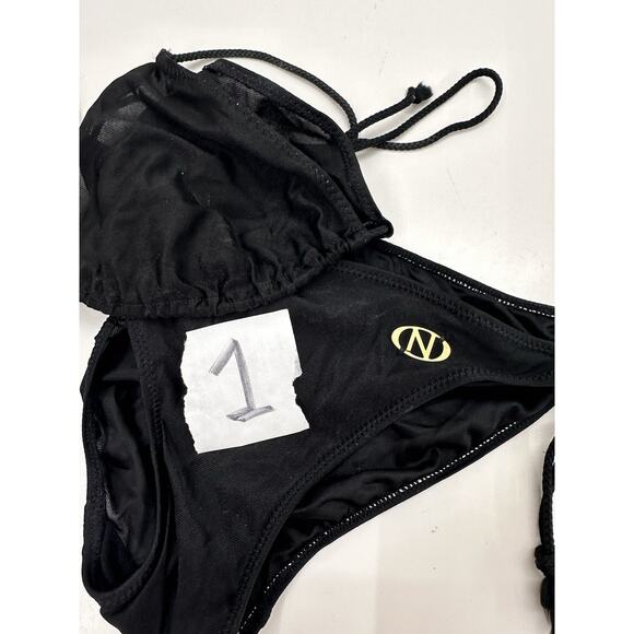 Naturana Womens Swimsuit Bikini EUR Size 44 Black Vintage Two Piece Triangle - Picture 13 of 13